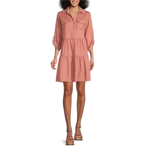 Brand New w/o Tags Nurture by Westbound 3/4 Rolled Tab Sleeve Dress Melon 2X - Picture 1 of 3
